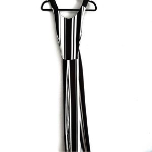 Willow & Clay Vertical Stripe Wide Leg Open Back Crepe Jumpsuit, XS